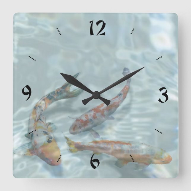 Reloj Cuadrado Koi Pond (Anverso)