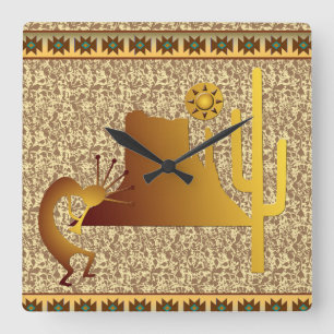 Reloj Cuadrado Kokopelli Mesa & Cactus Set #1