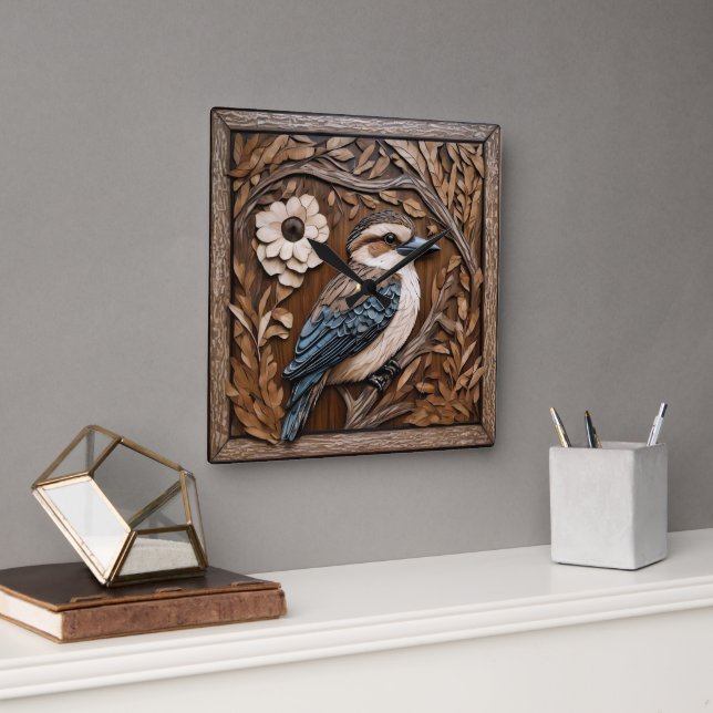 Reloj Cuadrado Kookaburra Serenade: Un tributo a la madera (Oficina)
