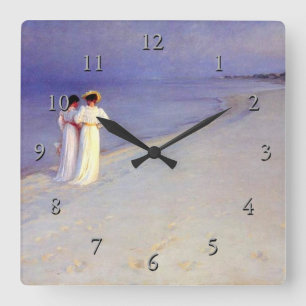 Reloj Cuadrado Kroyer's "Summer Afternoon on Skagen Beach"