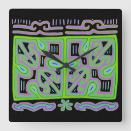 Reloj Cuadrado Kuna Indian Music Box Mola Wall Clock