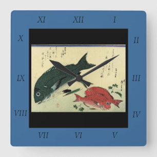 Reloj Cuadrado Kurodai y Akadai - Impresión japonesa de peces de