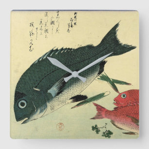Reloj Cuadrado Kurodai y Akadai - Impresión japonesa de peces de