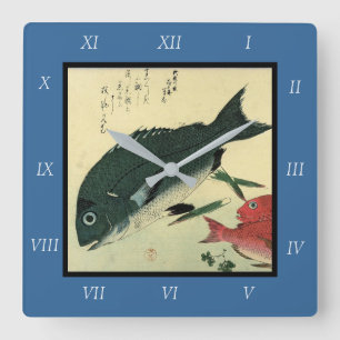 Reloj Cuadrado Kurodai y Akadai - Impresión japonesa de peces de 