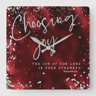 Reloj Cuadrado La alegría del Señor es tu fuerza KJV Verse