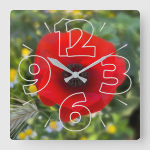 Reloj Cuadrado La amapola roja