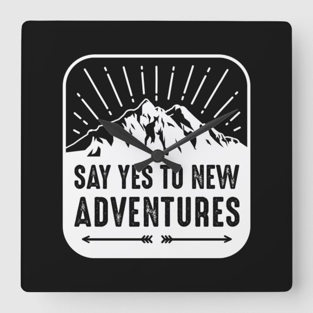 Reloj Cuadrado La aventura espera una cita en blanco y negro (Anverso)