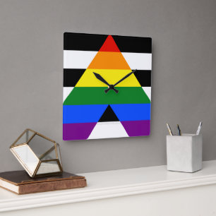 Reloj Cuadrado La bandera de aliado heterosexual de SlipperyJoe c