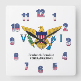 Reloj Cuadrado La bandera del Caribe del paraíso americano de