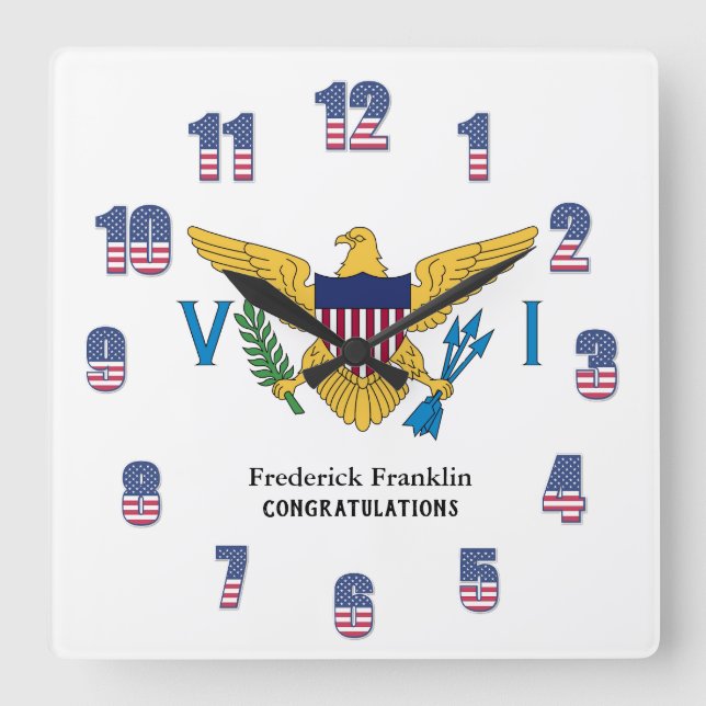 Reloj Cuadrado La bandera del Caribe del paraíso americano de (Anverso)