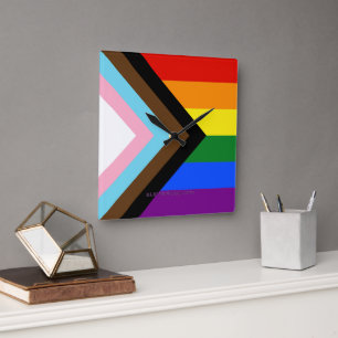 Reloj Cuadrado La Bandera del Orgullo del Progreso de SlipperyJoe