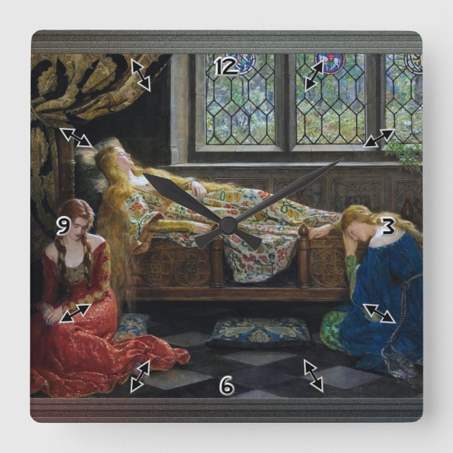 Reloj Cuadrado La bella durmiente de John Collier (Anverso)