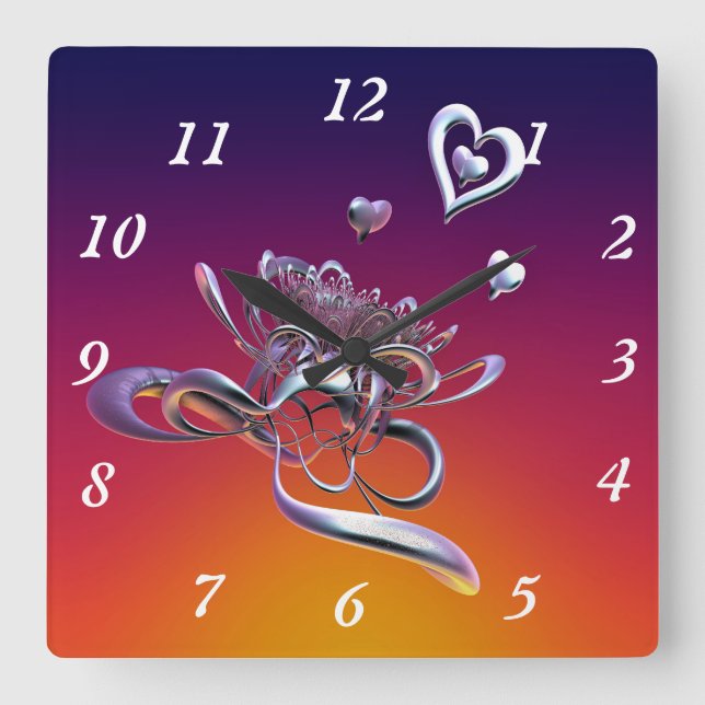 Reloj Cuadrado La belleza de corazones (Anverso)