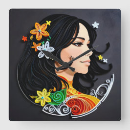 Reloj Cuadrado La belleza de una señora.