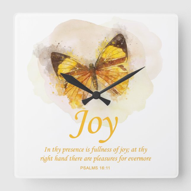 Reloj Cuadrado La Biblia Butterfly cristiana de las mujeres Verse (Anverso)