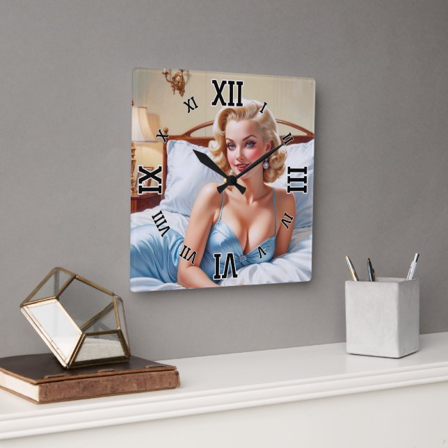 Reloj Cuadrado La cama es sólo arte de Xzendor7 (Oficina)