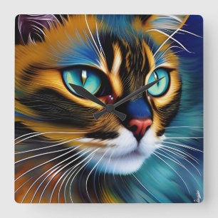 Reloj Cuadrado La cara de un lindo Lynx punto Siamese