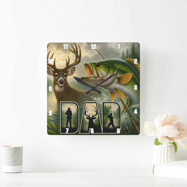 Reloj Cuadrado La caza de venados de papá (Hogar)