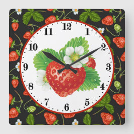 Reloj Cuadrado la cocina de los amantes de las fresas