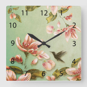 Reloj Cuadrado La cosecha de azaleas rosadas en la bruma verde