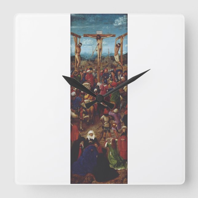Reloj Cuadrado La Crucifixión de Van Eyck (Anverso)