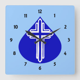 Reloj Cuadrado La Cruz Blanca en el diseño de Blue Teardrop