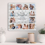 Reloj Cuadrado La familia es todo Collage de fotos de citas blanc<br><div class="desc">Crea fácilmente tu propio reloj de pared personalizado de madera blanca estilo casa de campo con tus fotos de personalizados. El diseño también incluye una hermosa cita manuscrita: "La familia lo es todo". Para obtener los mejores resultados, recortar las imágenes a cuadrado - con el punto de enfoque en el...</div>