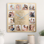 Reloj Cuadrado La familia es todo lo que se cita la foto de la fa<br><div class="desc">Crea fácilmente tu propio reloj de pared de estilo moderno metálico oro personalizado con tus fotos personalizados. El diseño también incluye una hermosa cita manuscrita: "La familia lo es todo". Para obtener los mejores resultados, recortar las imágenes a cuadrado - con el punto de enfoque en el centro - antes...</div>