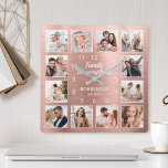 Reloj Cuadrado La familia es todo lo que se cita la foto de la fa<br><div class="desc">Crea fácilmente tu propio reloj de pared de estilo moderno y metálico rosa personalizado con tus fotos personalizados. El diseño también incluye una hermosa cita manuscrita: "La familia lo es todo". Para obtener los mejores resultados, recortar las imágenes a cuadrado - con el punto de enfoque en el centro -...</div>