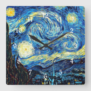 Reloj Cuadrado La famosa pintura de Van Gogh, Noche estrellada,