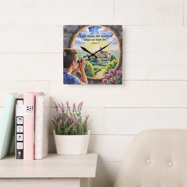 Reloj Cuadrado La fe muestra la realidad de lo que esperamos (Sala de lectura)