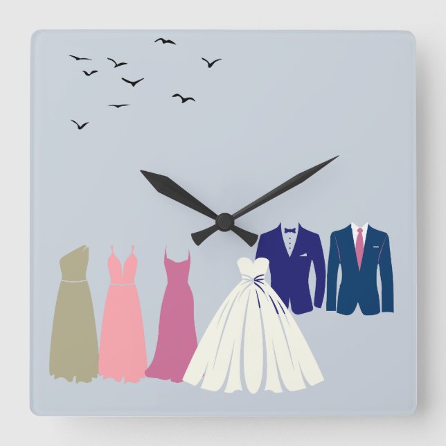 Reloj Cuadrado La fiesta de la boda (Anverso)