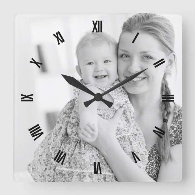 Reloj Cuadrado La foto y los números romanos, hacen sus los (Anverso)