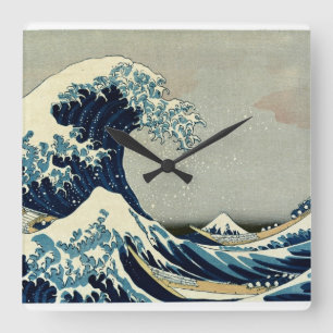 Reloj Cuadrado La gran ola de Katsushika Hokusai en Kanagawa