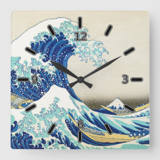 Reloj Cuadrado La gran onda de la orilla de Kanagawa (con