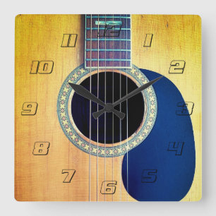 Reloj Cuadrado La guitarra acústica reducida con números