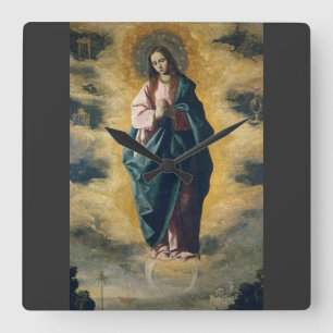 Reloj Cuadrado La Inmaculada Concepción Radiancia Celestial Arte
