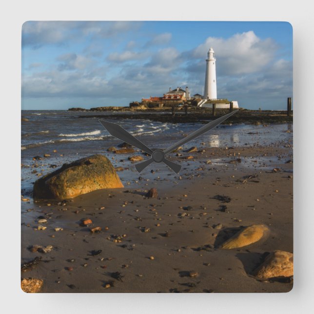 Reloj Cuadrado La isla el | Whitley, Inglaterra de St Mary (Anverso)