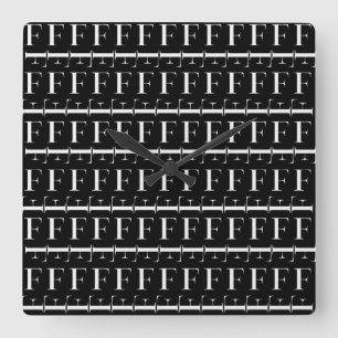 Reloj Cuadrado La letra inicial F del monograma, elige color de