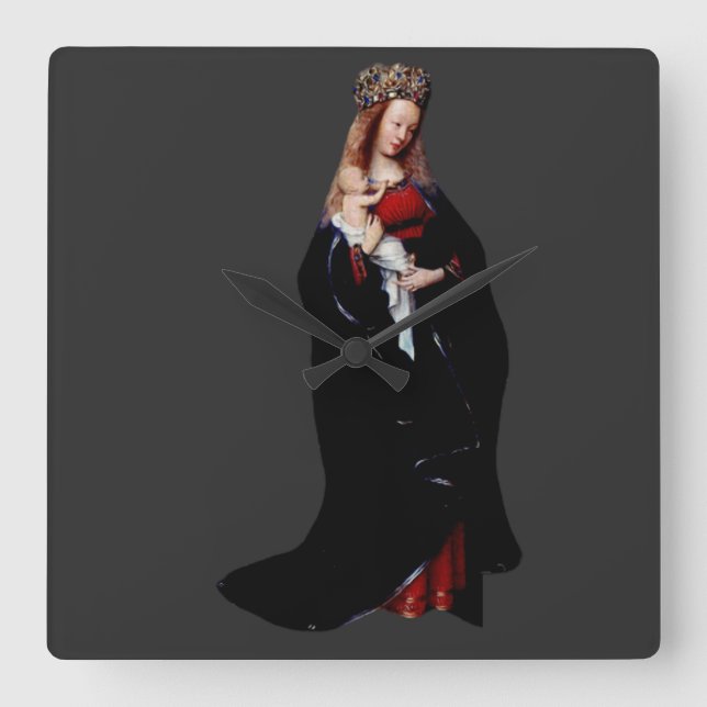 Reloj Cuadrado La Madonna en la Iglesia, por Jan van Eyck (Anverso)