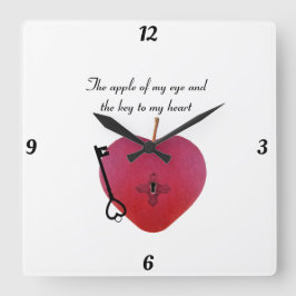 Reloj Cuadrado La manzana de mi ojo y la llave de mi corazón