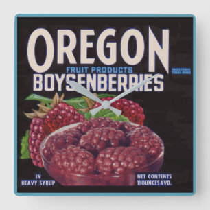 Reloj Cuadrado La marca Oregon Boysenberries de los años 40