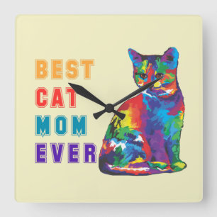 Reloj Cuadrado La mejor mamá del gato nunca Mensajes de texto Lin