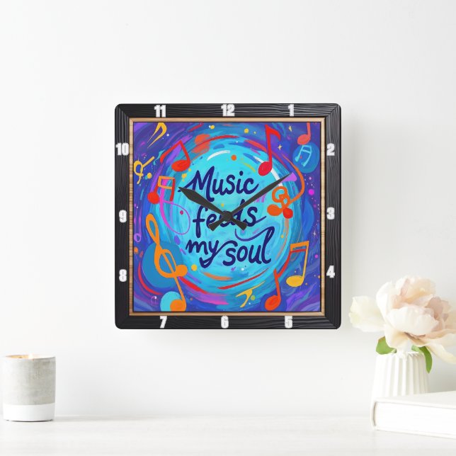 Reloj Cuadrado La música alimenta mi alma (Hogar)
