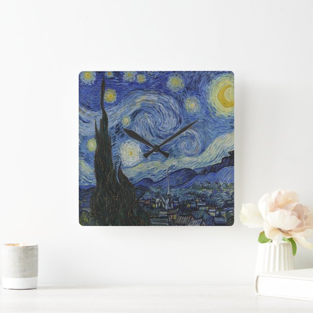 Reloj Cuadrado La noche estrellada de Van Gogh (Hogar)