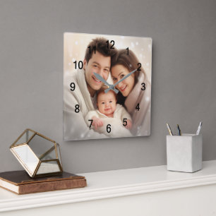 Reloj Cuadrado La pared de fotos de tu familia favorita