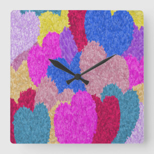 Reloj Cuadrado La Pintura Abstracta Del Corazón Fragmentado