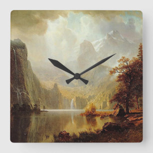 Reloj Cuadrado La pintura de Albert Bierstadt, en las montañas de