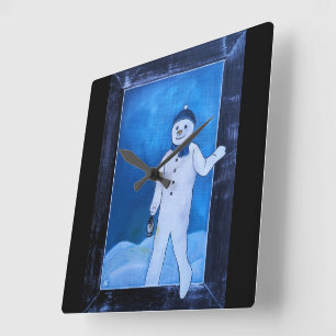 Reloj Cuadrado La pintura de La escapada del muñeco de nieve de A