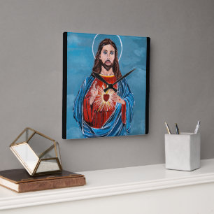 Reloj Cuadrado La pintura del Sagrado Corazón de Alfred Fox